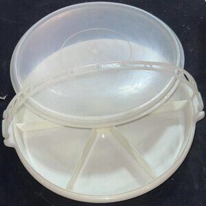 VTG Tupperware Millionaire Line Relish Divided Tray Lid Handle Susan Tupper Seal